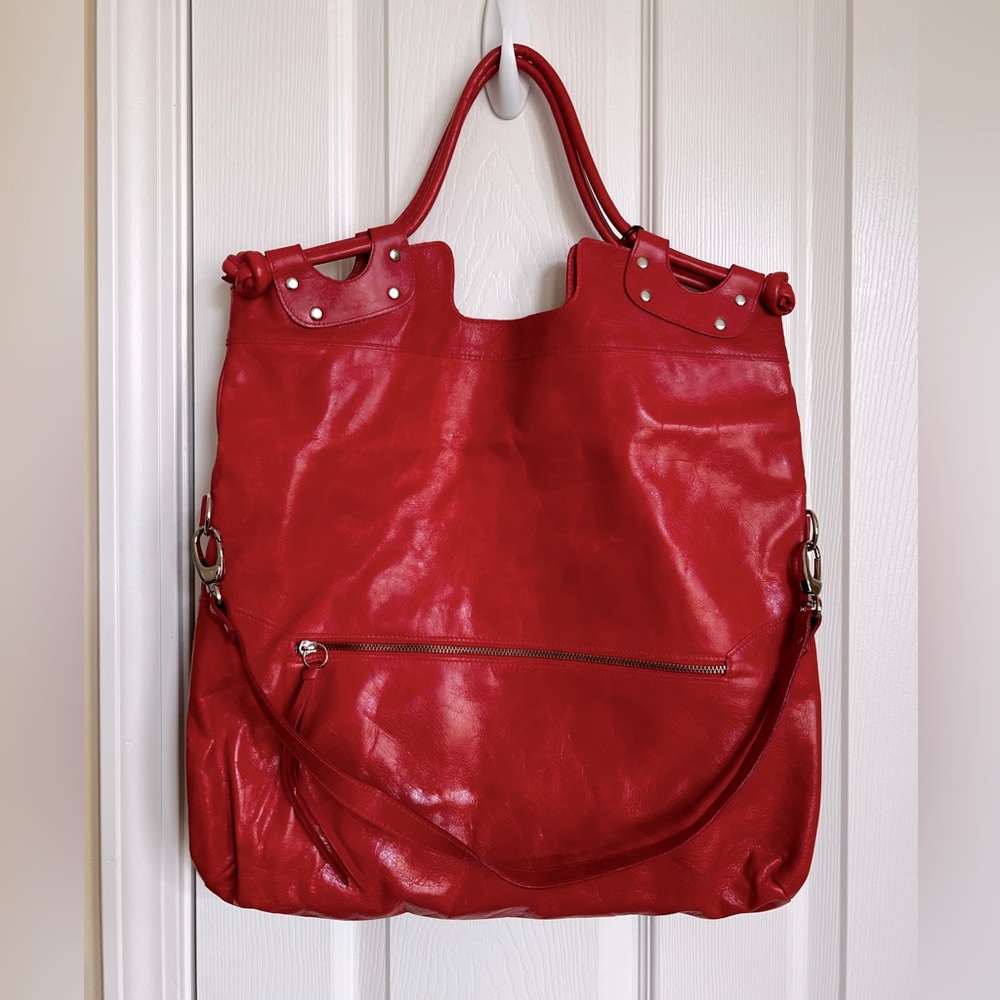 Pietro Alessandro , Vintage style fold over orange, large shoulder/Clutch bag.